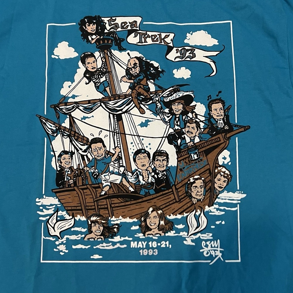Vintage 1993 Star Trek SeaTrek Cruise T-Shirt XL Hanes 50/50 Made USA Convention